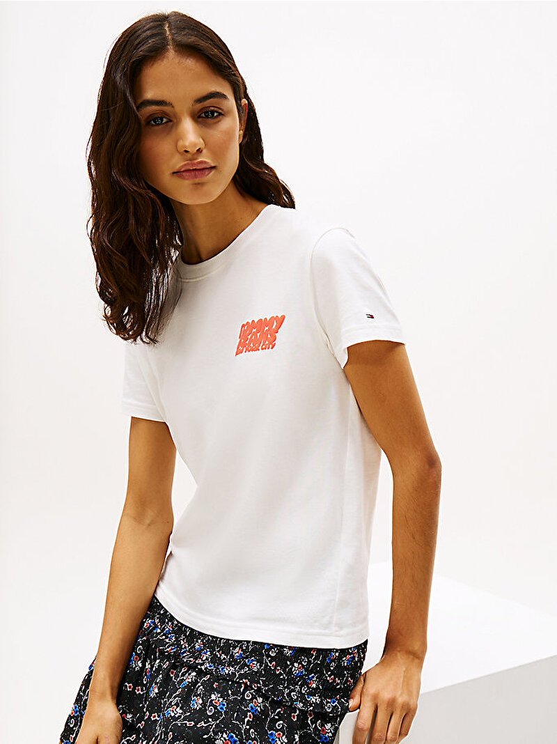 Kadın Tjw Reg Tj Bubble T-Shirt Ekru DW0DW21338YBL