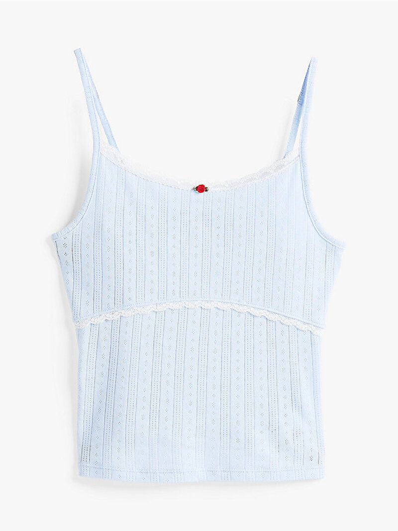 Kadın Tjw Slim  Pointelle T-Shirt Mavi  DW0DW20620C3Q