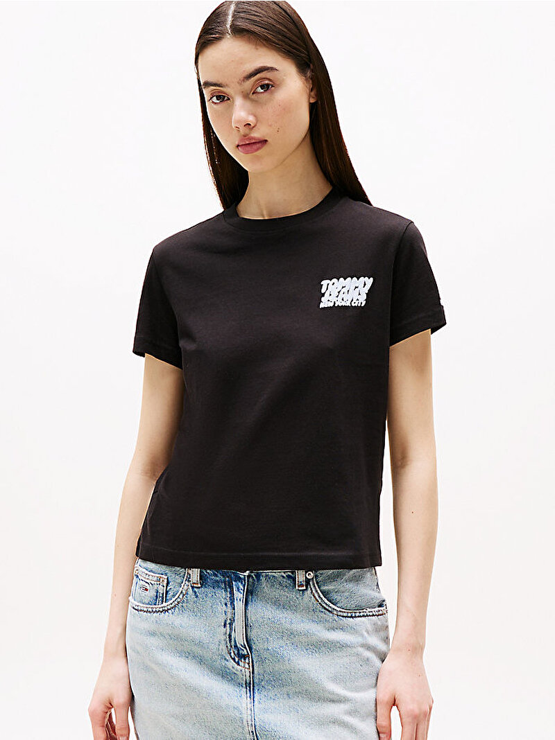 Kadın Tjw Reg Tj Bubble T-Shirt Siyah DW0DW21338BDS