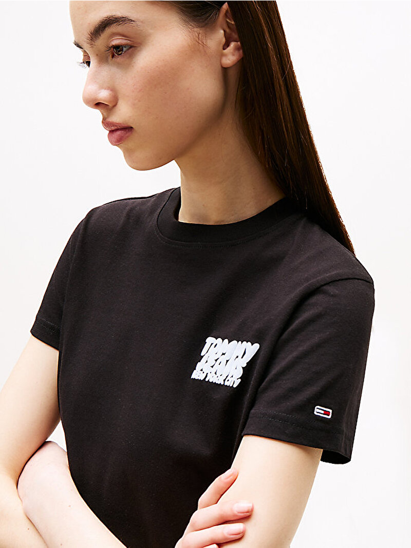 Kadın Tjw Reg Tj Bubble T-Shirt Siyah DW0DW21338BDS