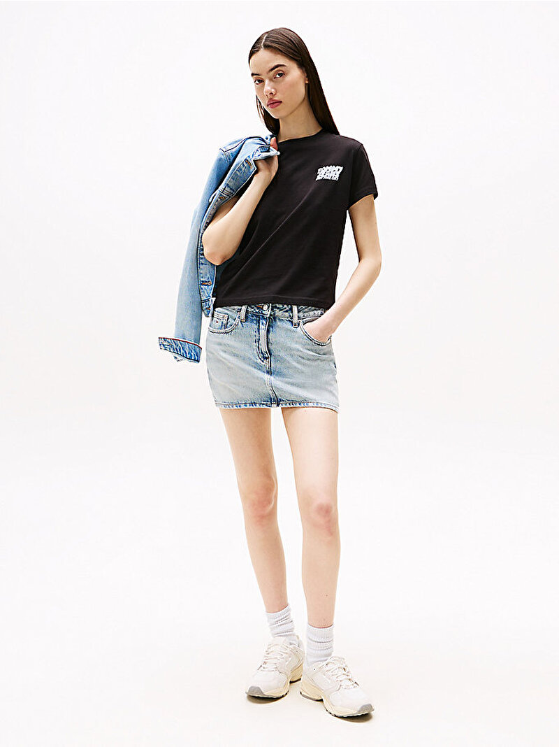 Kadın Tjw Reg Tj Bubble T-Shirt Siyah DW0DW21338BDS