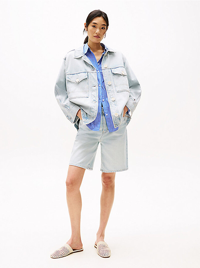 Kadın Oversized Denim Ceket Mavi  WW0WW444101AB