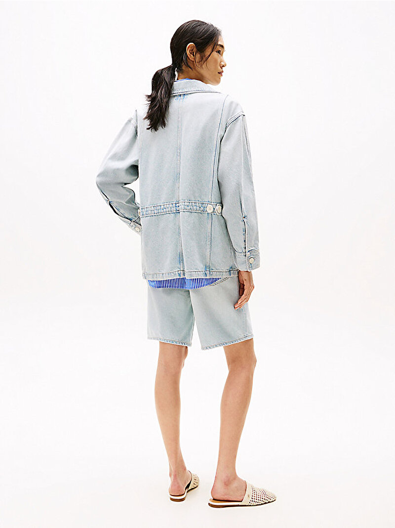 Kadın Oversized Denim Ceket Mavi  WW0WW444101AB
