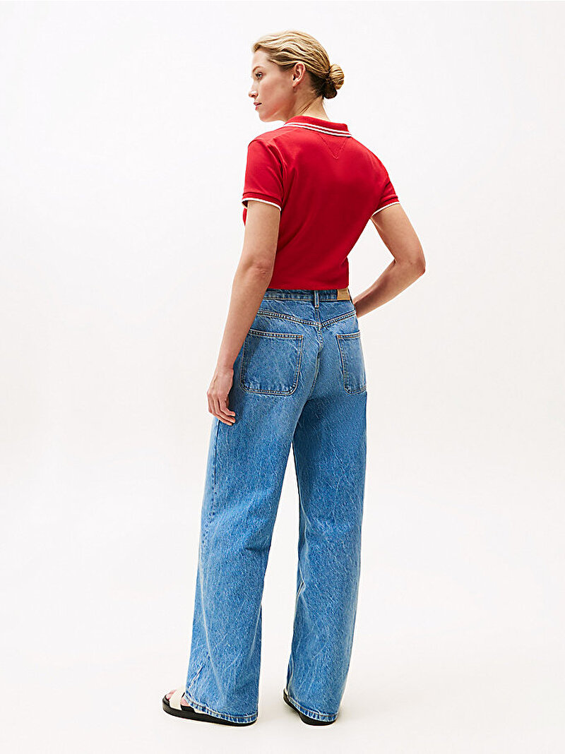Kadın Loose Wide Leg Jean Pantolon Mavi  WW0WW467921A8