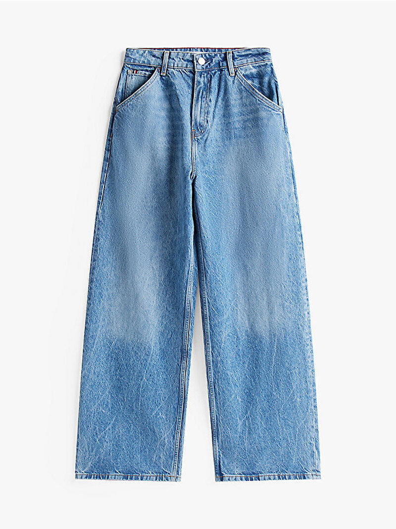 Kadın Loose Wide Leg Jean Pantolon Mavi  WW0WW467921A8