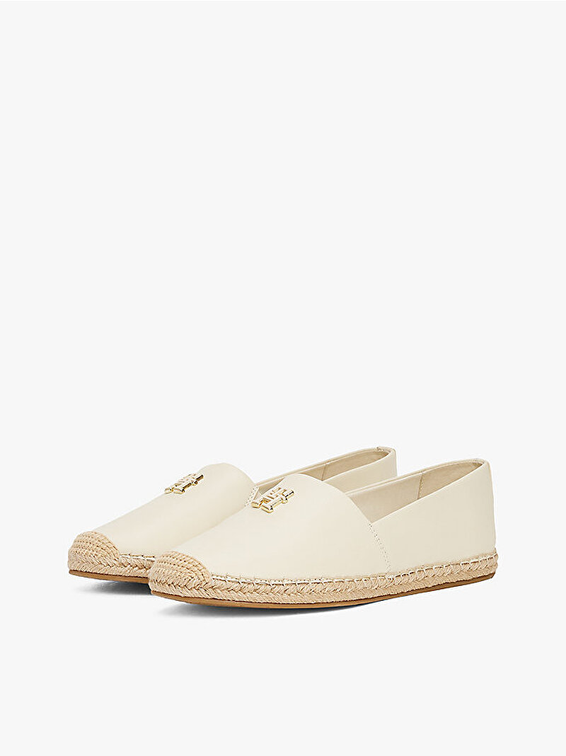 Kadın TH Logo Leather Espadril Bej  FW0FW08540ACJ