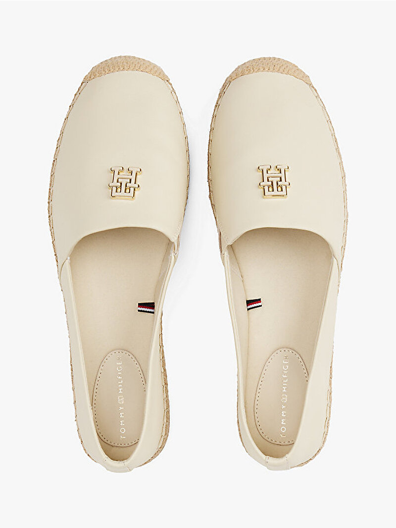 Kadın TH Logo Leather Espadril Bej  FW0FW08540ACJ