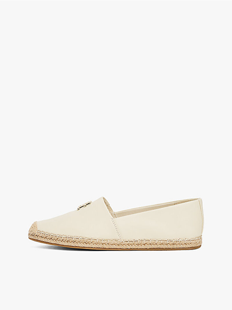 Kadın TH Logo Leather Espadril Bej  FW0FW08540ACJ