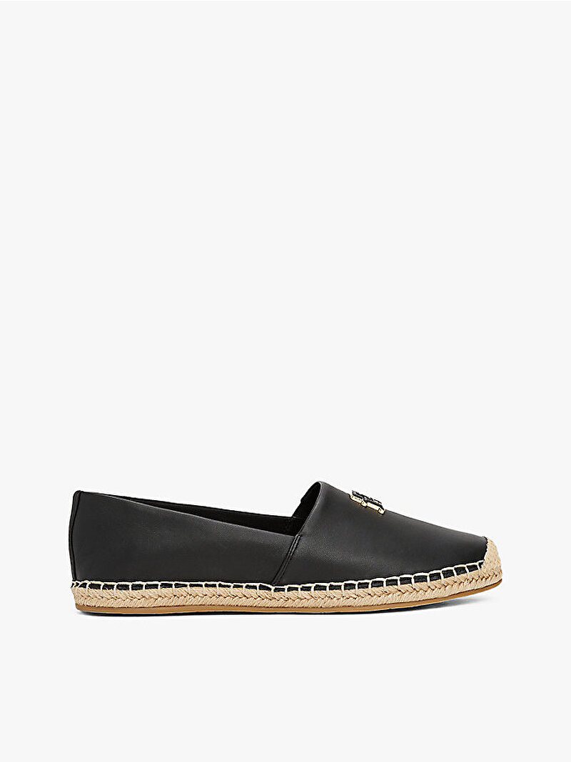 Kadın TH Logo Leather Espadril Siyah FW0FW08540BDS