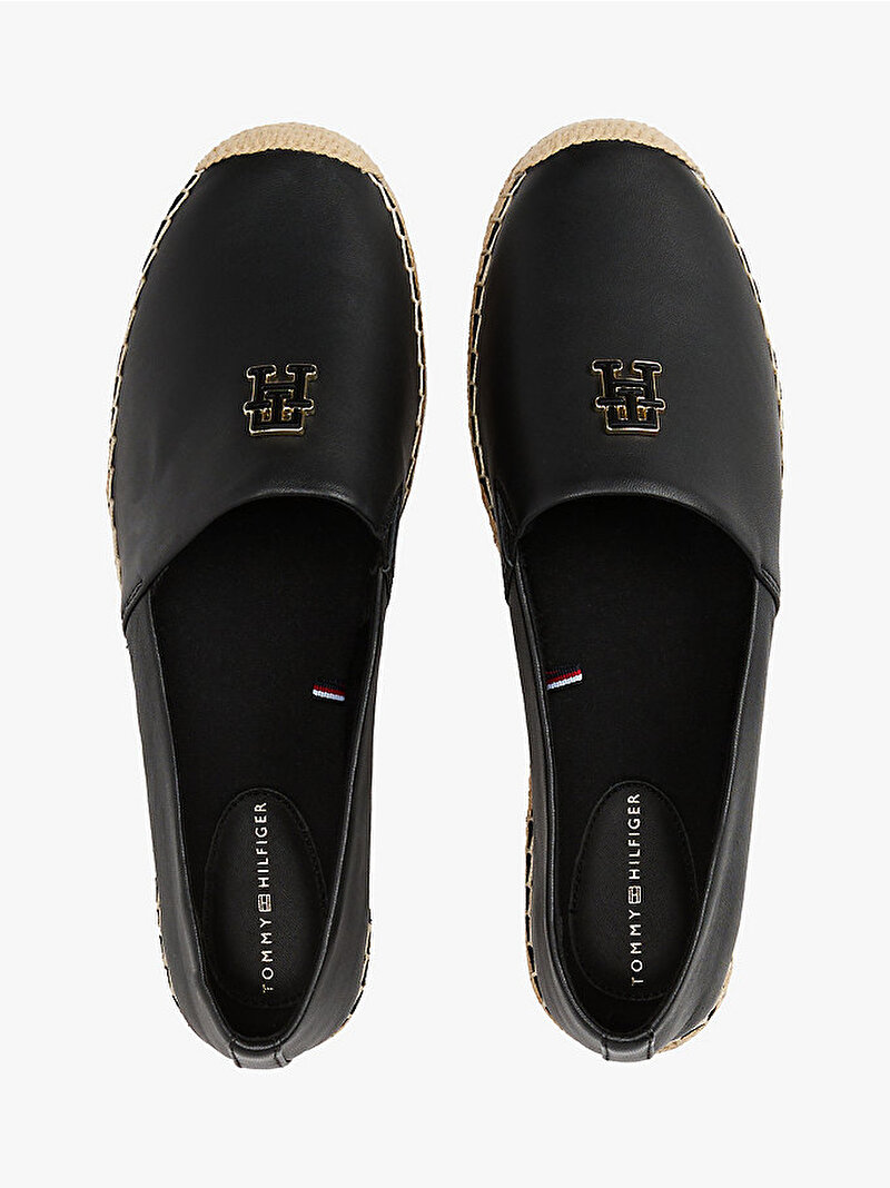 Kadın TH Logo Leather Espadril Siyah FW0FW08540BDS