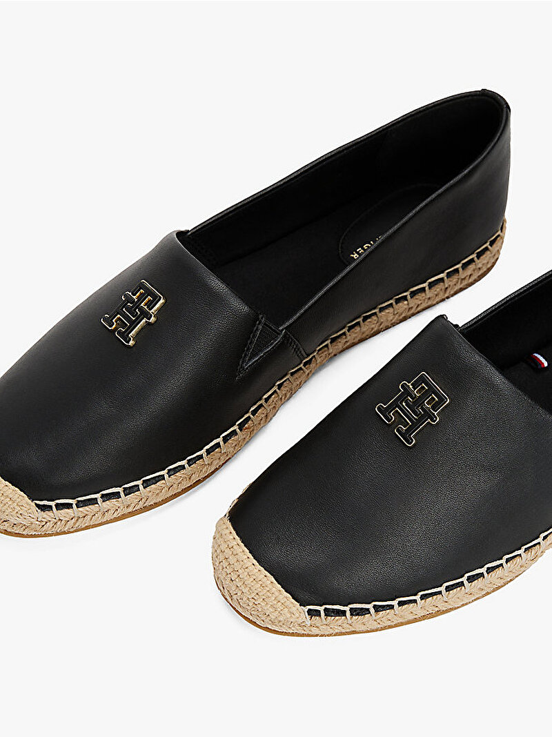 Kadın TH Logo Leather Espadril Siyah FW0FW08540BDS