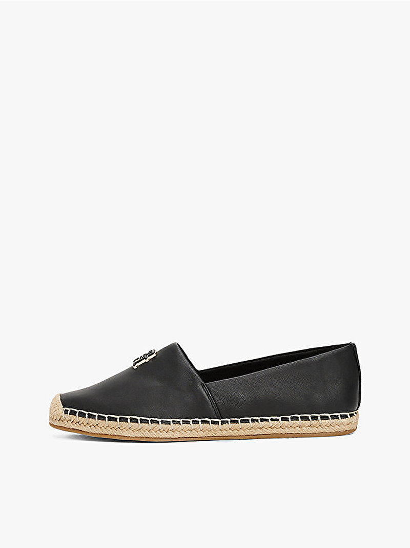 Kadın TH Logo Leather Espadril Siyah FW0FW08540BDS