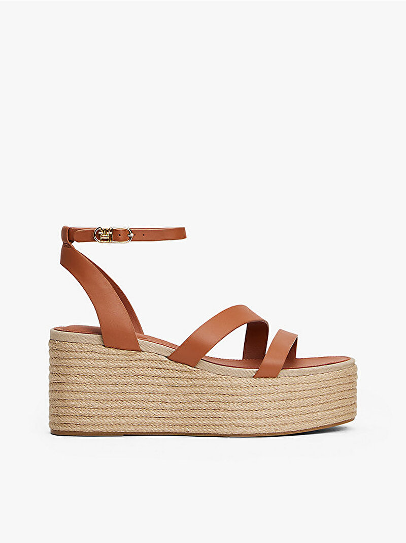 Kadın Ankle Strap Leather Espadril Kahverengi FW0FW08497GPA