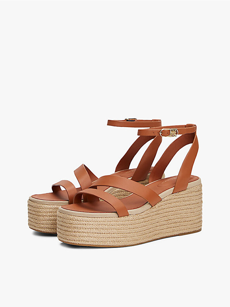 Kadın Ankle Strap Leather Espadril Kahverengi FW0FW08497GPA