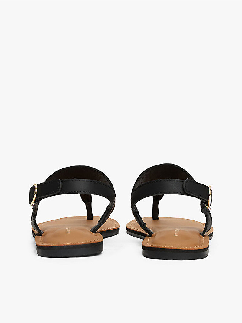 Kadın Leather Thong Sandalet Siyah FW0FW08505BDS