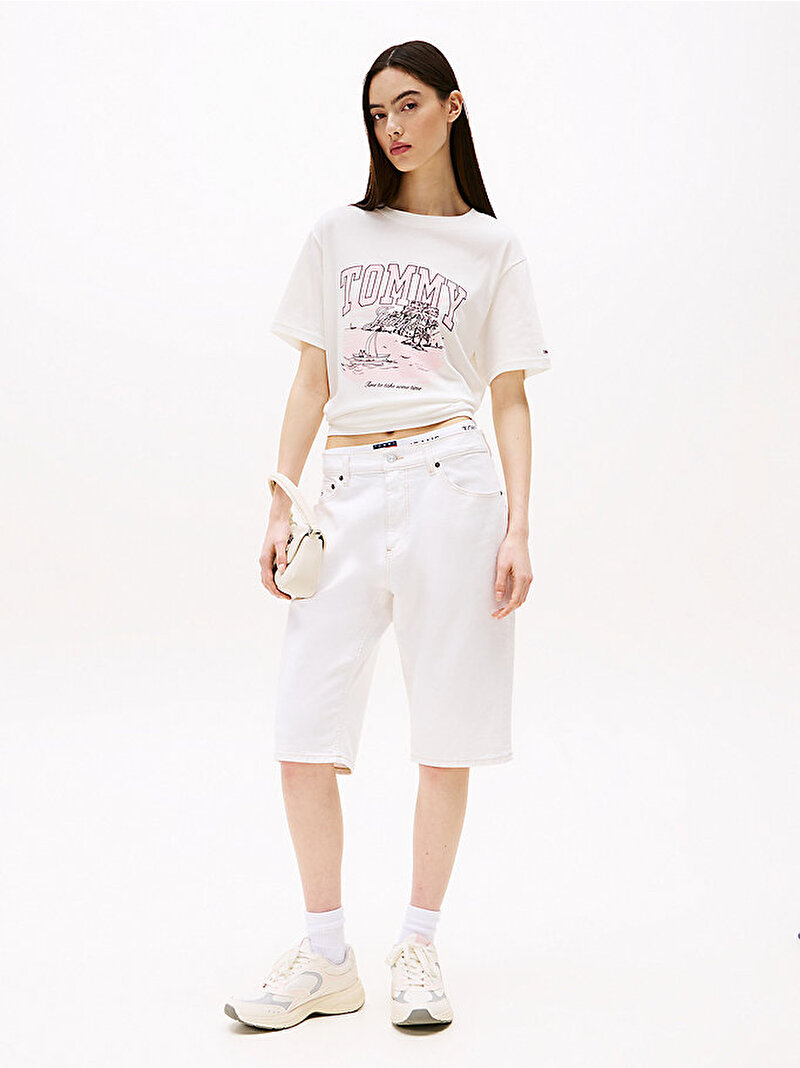 Kadın Tjw Relax Tonal Tropic T-shirt Ekru DW0DW21343YBL