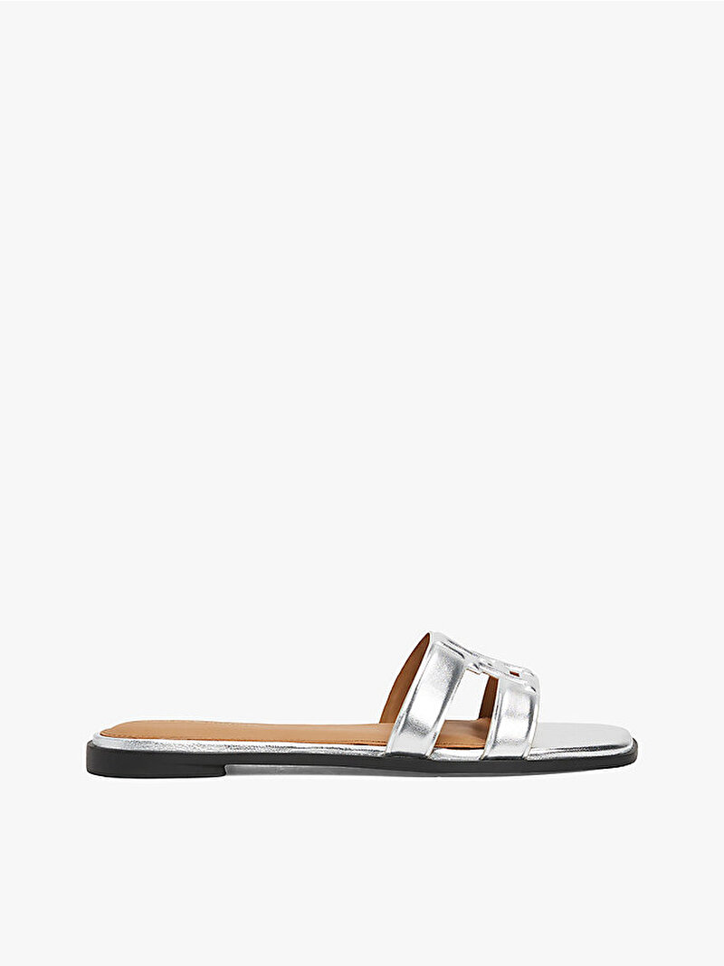Kadın TH Logo Strap Metallic Terlik Gümüş FW0FW08676PE6