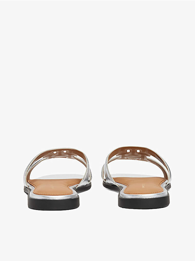Kadın TH Logo Strap Metallic Terlik Gümüş FW0FW08676PE6