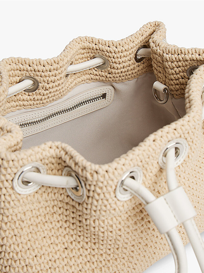 Kadın Drawstring Omuz Çantası Ekru AW0AW18175YBL