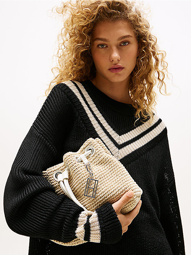 Kadın Drawstring Omuz Çantası Ekru AW0AW18175YBL