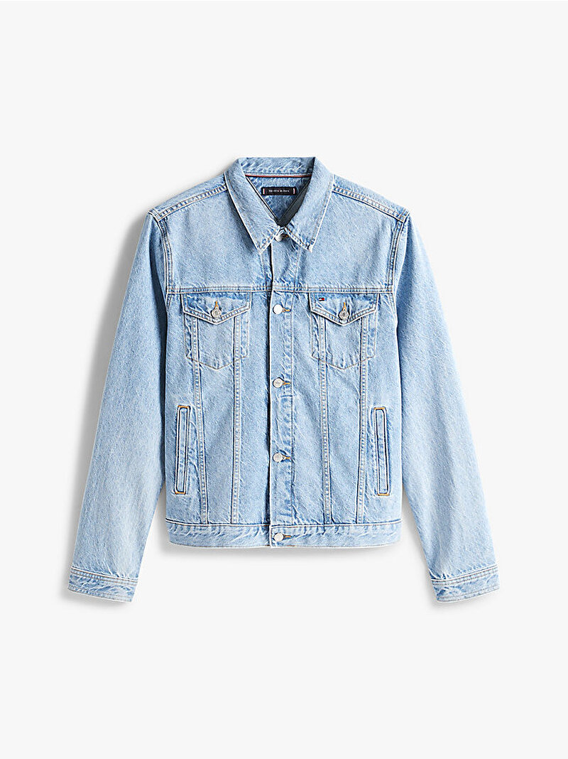 Erkek Regular Trucker Denim Ceket Mavi  MW0MW389561AE