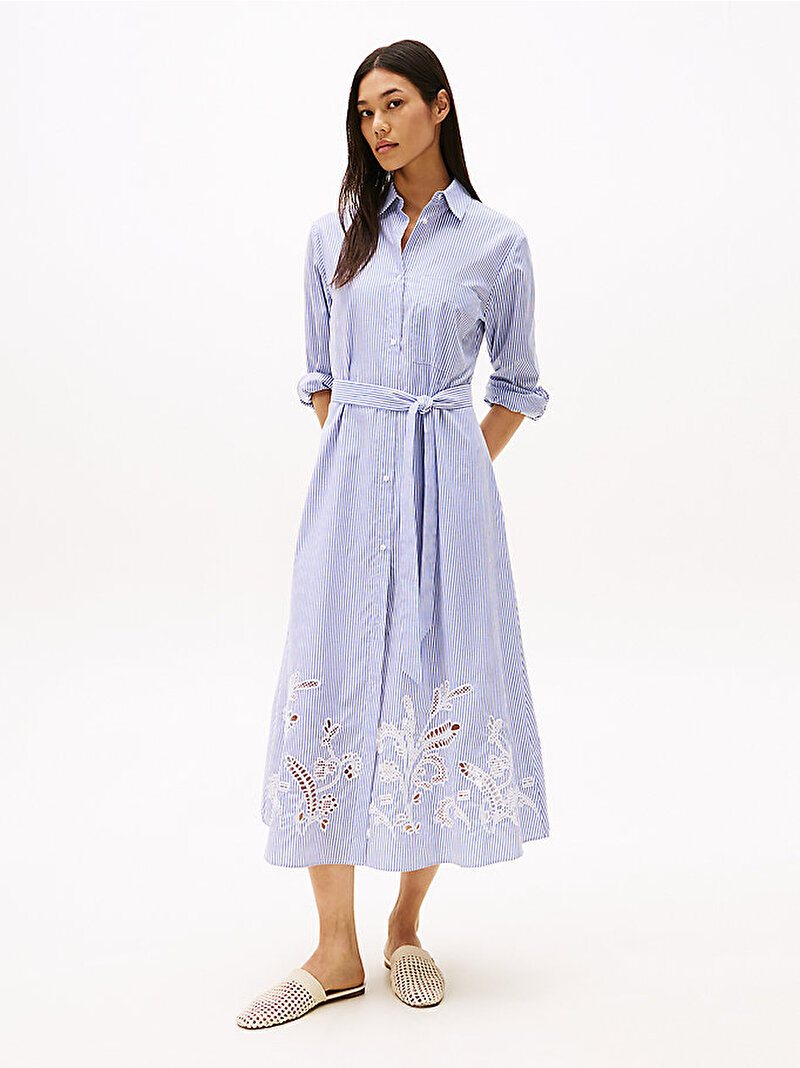 Kadın Broderie Anglaise Elbise Mavi  WW0WW446600Y9