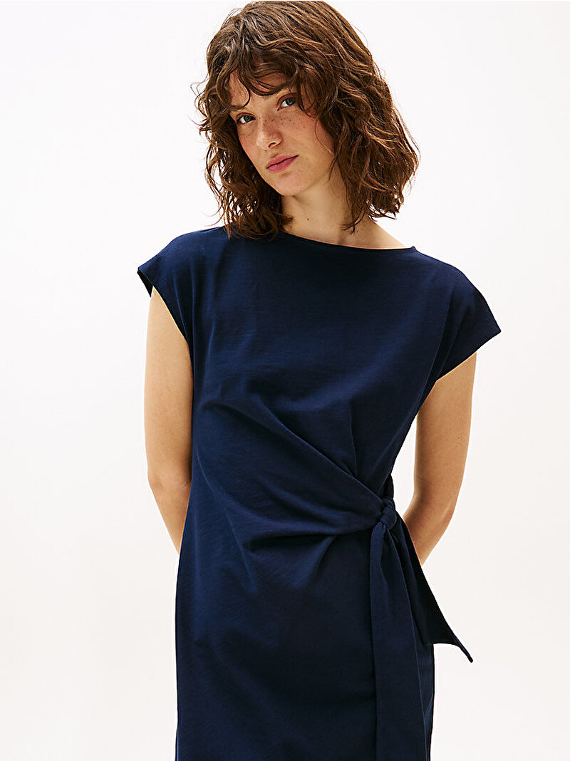 Kadın Knot Boat Neck Midi Elbise Lacivert WW0WW45159C1G