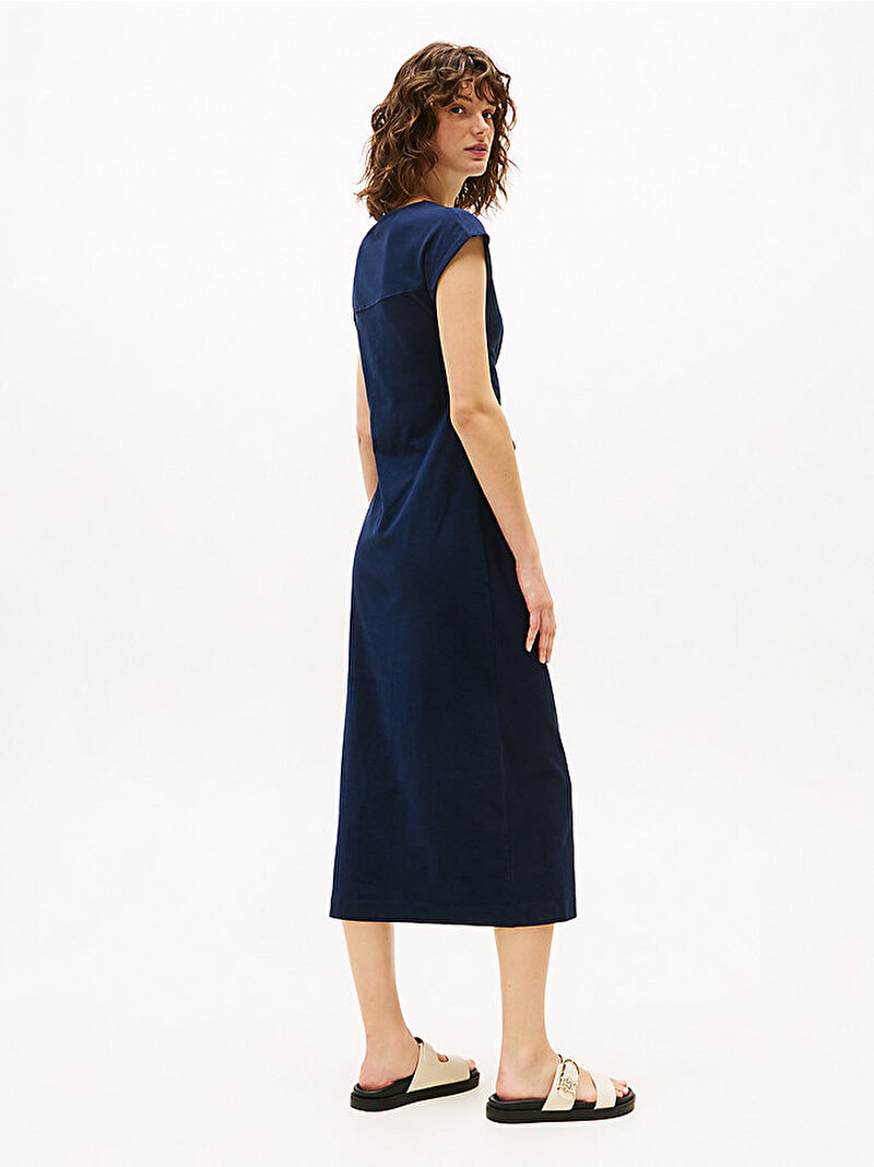 Kadın Knot Boat Neck Midi Elbise Lacivert WW0WW45159C1G