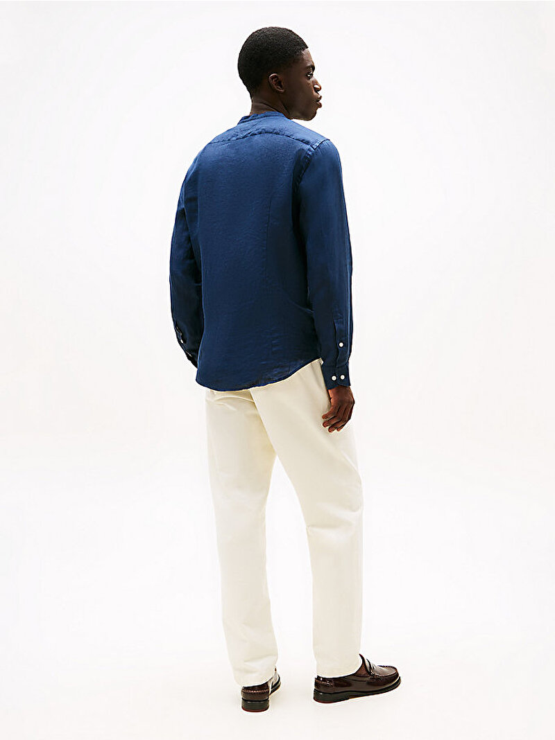 Erkek DC Band Collar Linen Gömlek Lacivert MW0MW38729DCC