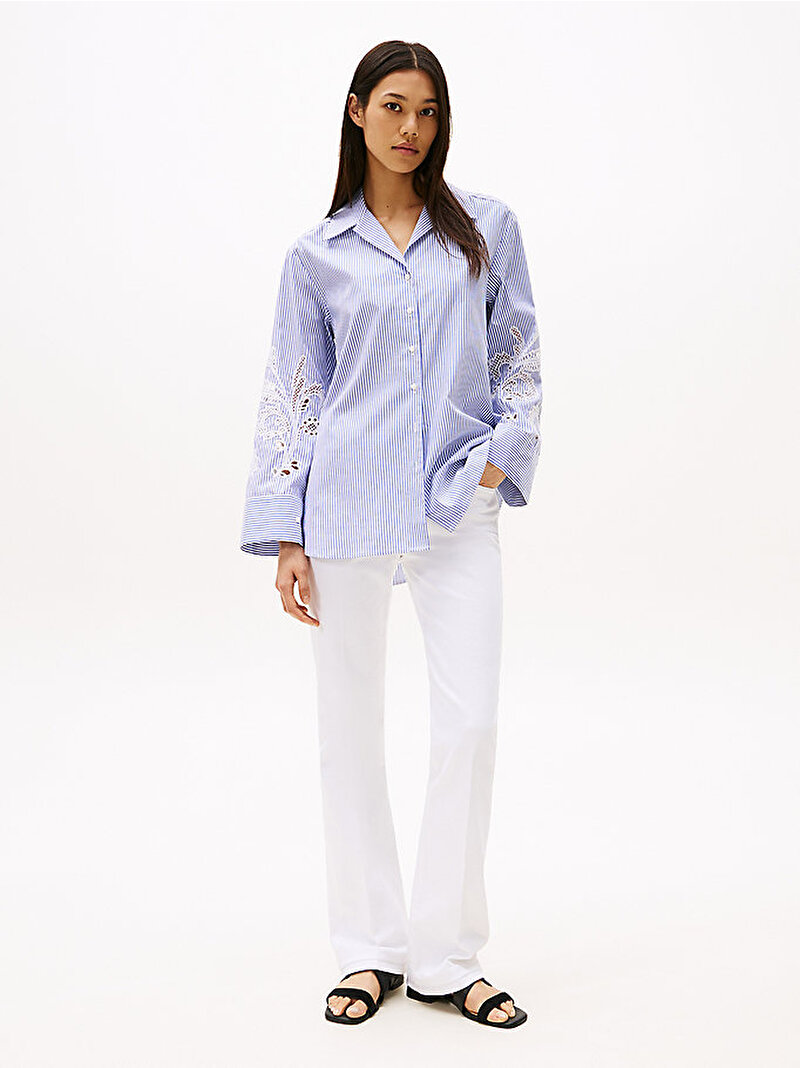 Kadın Broderie Anglaise Gömlek Mavi  WW0WW446930Y9