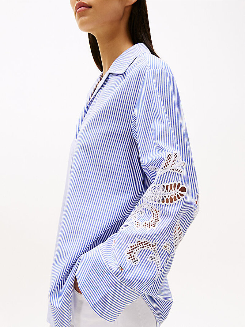 Kadın Broderie Anglaise Gömlek Mavi  WW0WW446930Y9