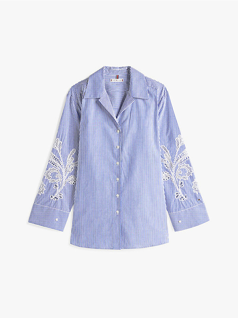 Kadın Broderie Anglaise Gömlek Mavi  WW0WW446930Y9