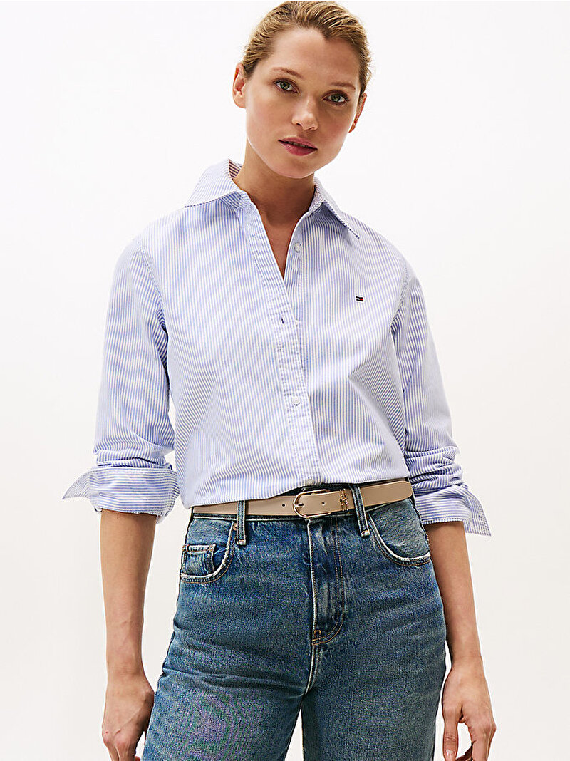 Kadın Oxford Relaxed Fit Gömlek Mavi  WW0WW4611104L
