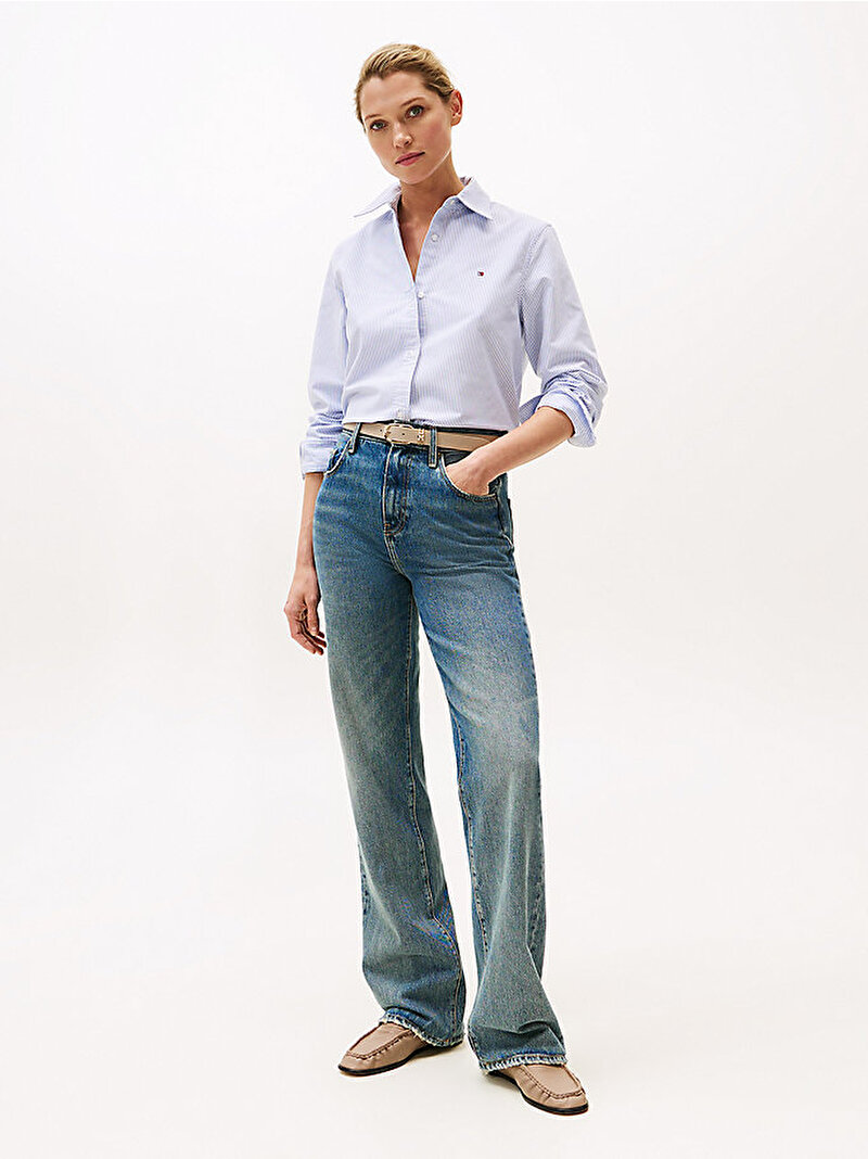 Kadın Oxford Relaxed Fit Gömlek Mavi  WW0WW4611104L