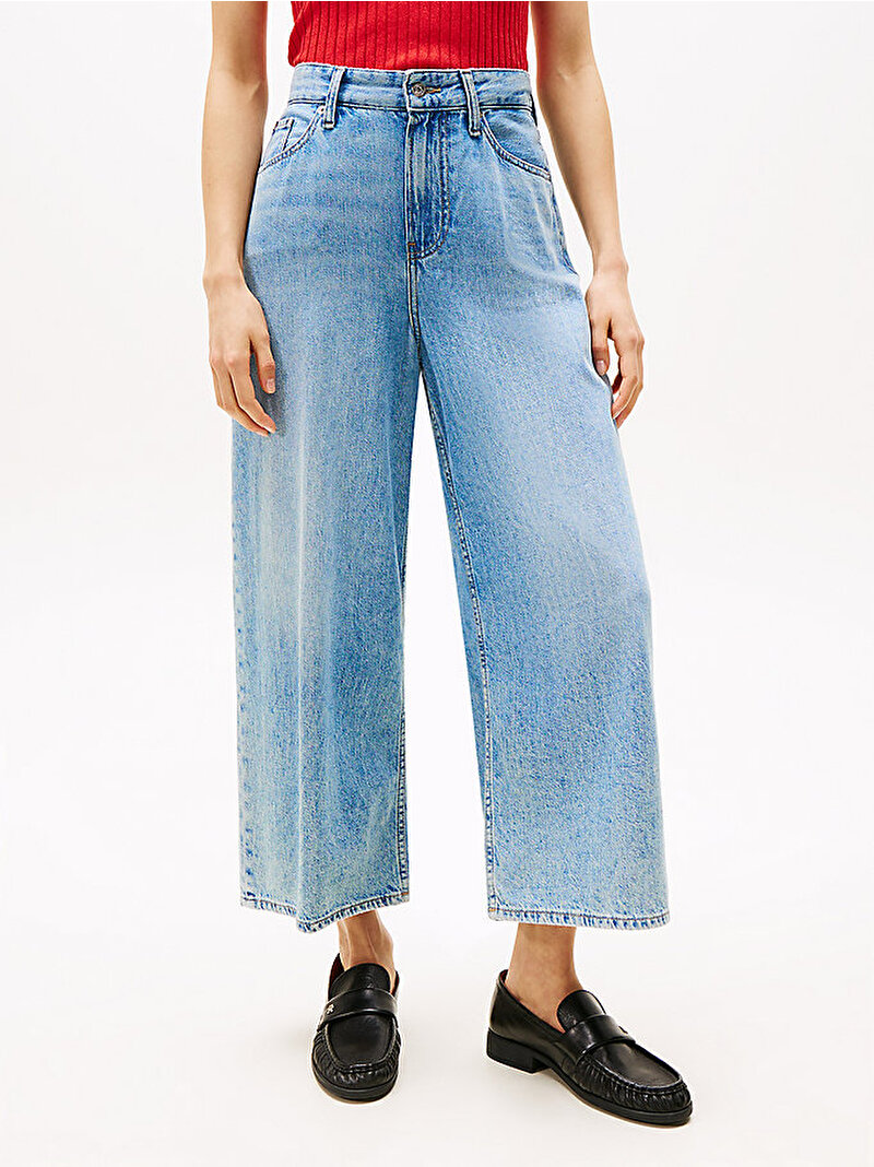 Kadın Wide Leg Jean Pantolon Mavi  WW0WW455041AC