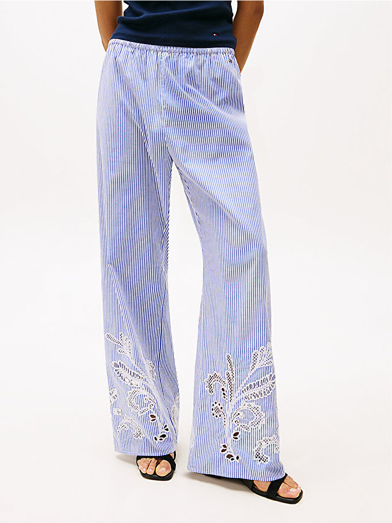Kadın Broderie Anglaise Pantolon Mavi  WW0WW461080Y9