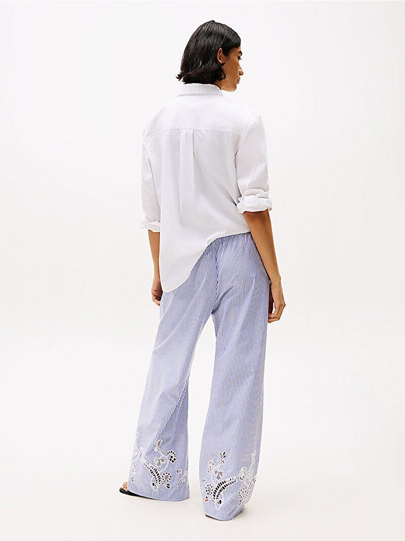 Kadın Broderie Anglaise Pantolon Mavi  WW0WW461080Y9
