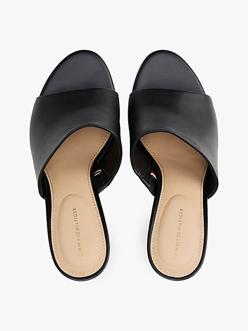 Kadın Leather Wedge Topuklu Terlik Siyah FW0FW08418BDS