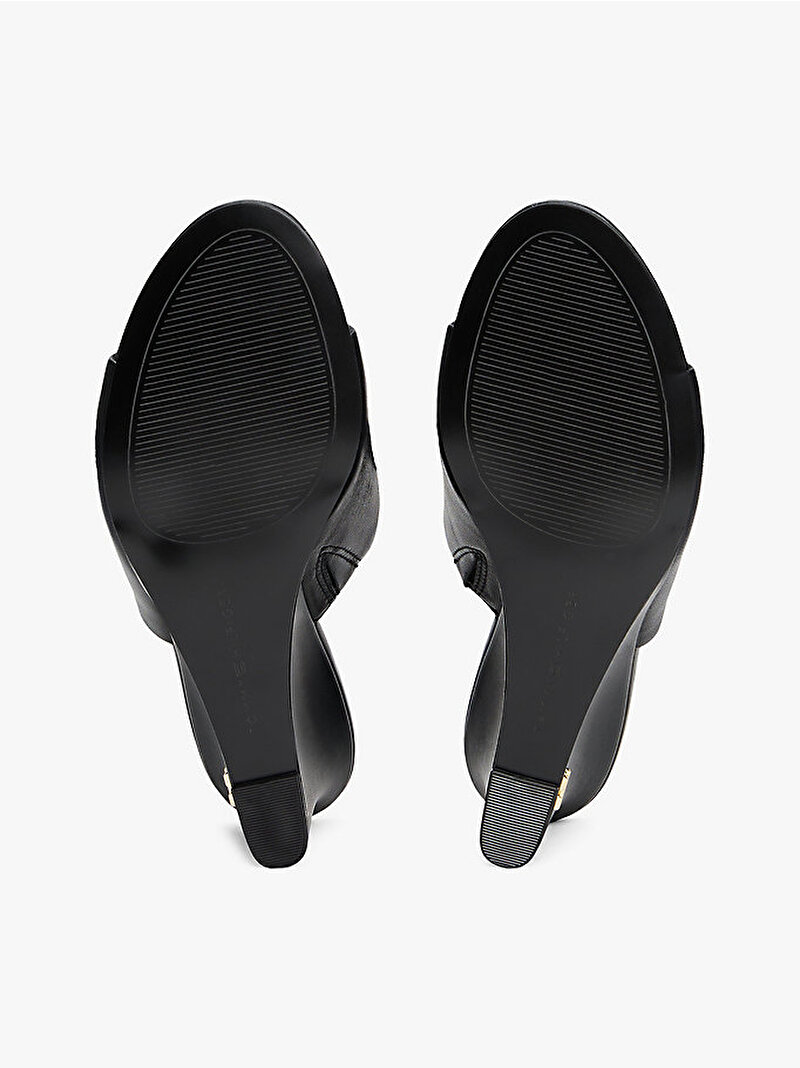 Kadın Leather Wedge Topuklu Terlik Siyah FW0FW08418BDS
