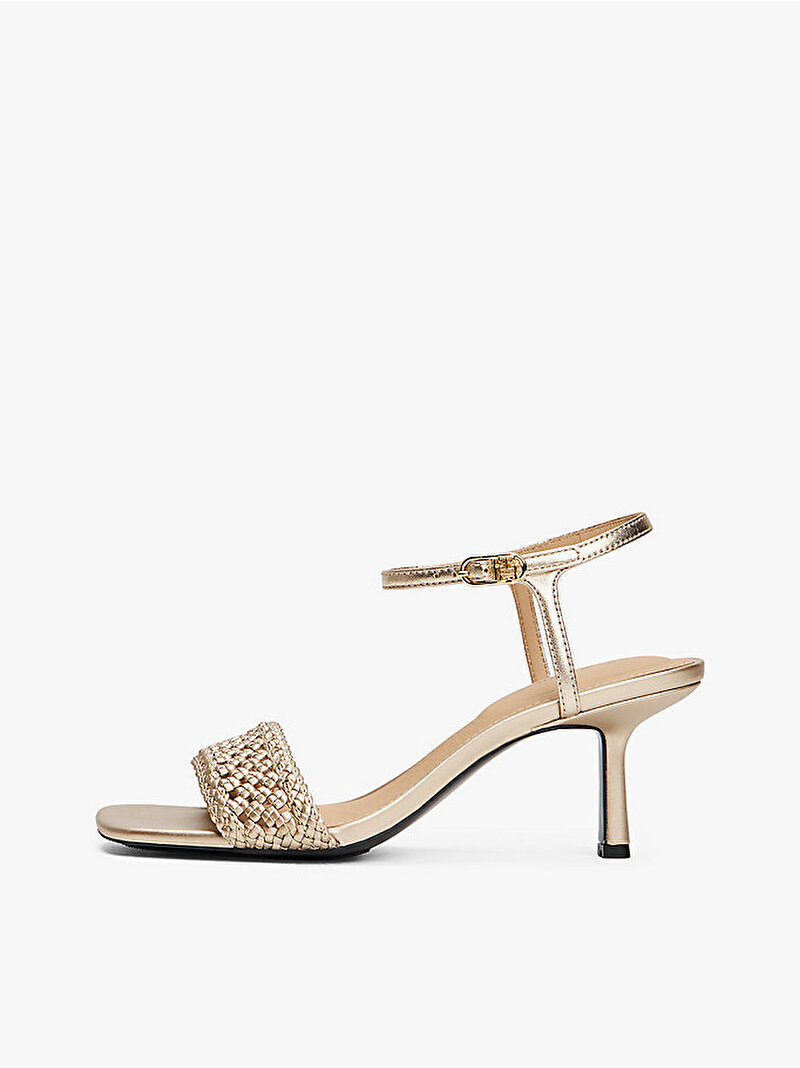 Kadın Metallic Leather Kitten Topuklu Ayakkabı Gold FW0FW086110HS