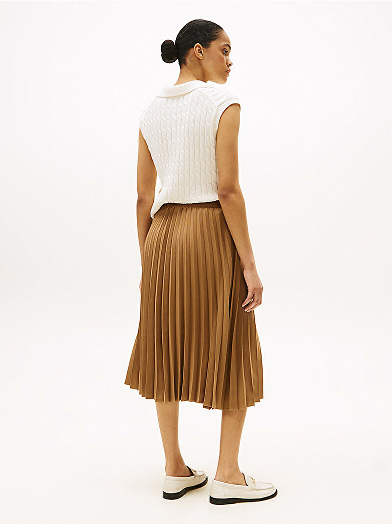 Kadın Fluid Pleated Pull Etek Kahverengi WW0WW43886GWA