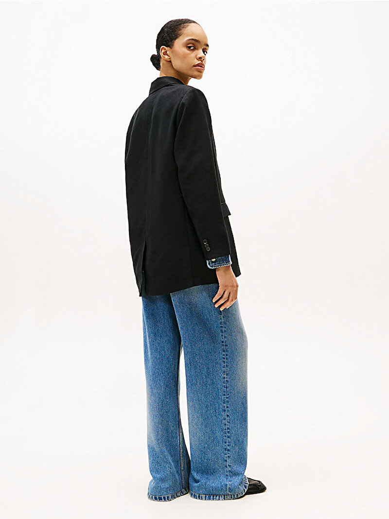 Kadın Essential Linen Relaxed Blazer Siyah WW0WW47163BDS