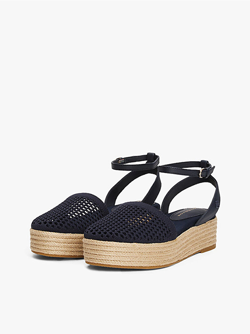 Kadın Knit Mesh Espadril Topuklu Sandalet Mavi  FW0FW08743DW6