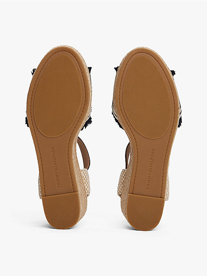 Kadın Fringe Canvas Espadril Topuklu Sandalet Mavi  FW0FW08879DW6