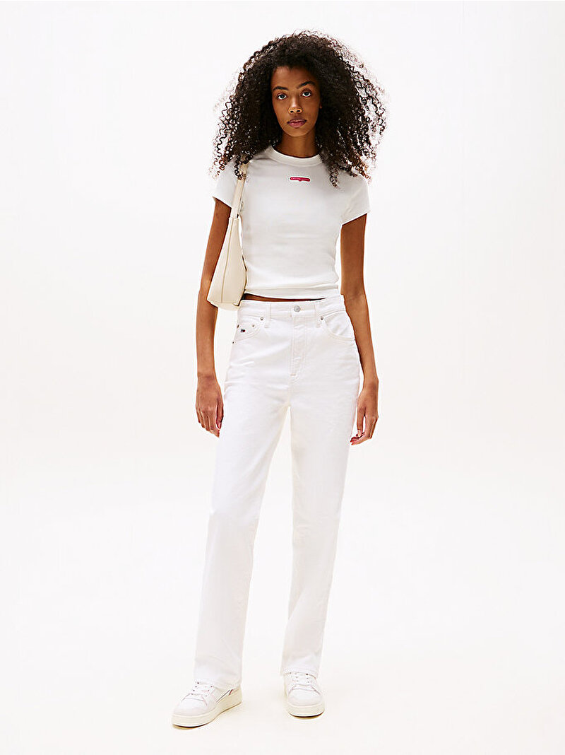 Kadın TJW Slim Label T-shirt Ekru DW0DW21402YBL