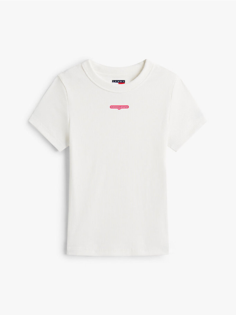 Kadın TJW Slim Label T-shirt Ekru DW0DW21402YBL