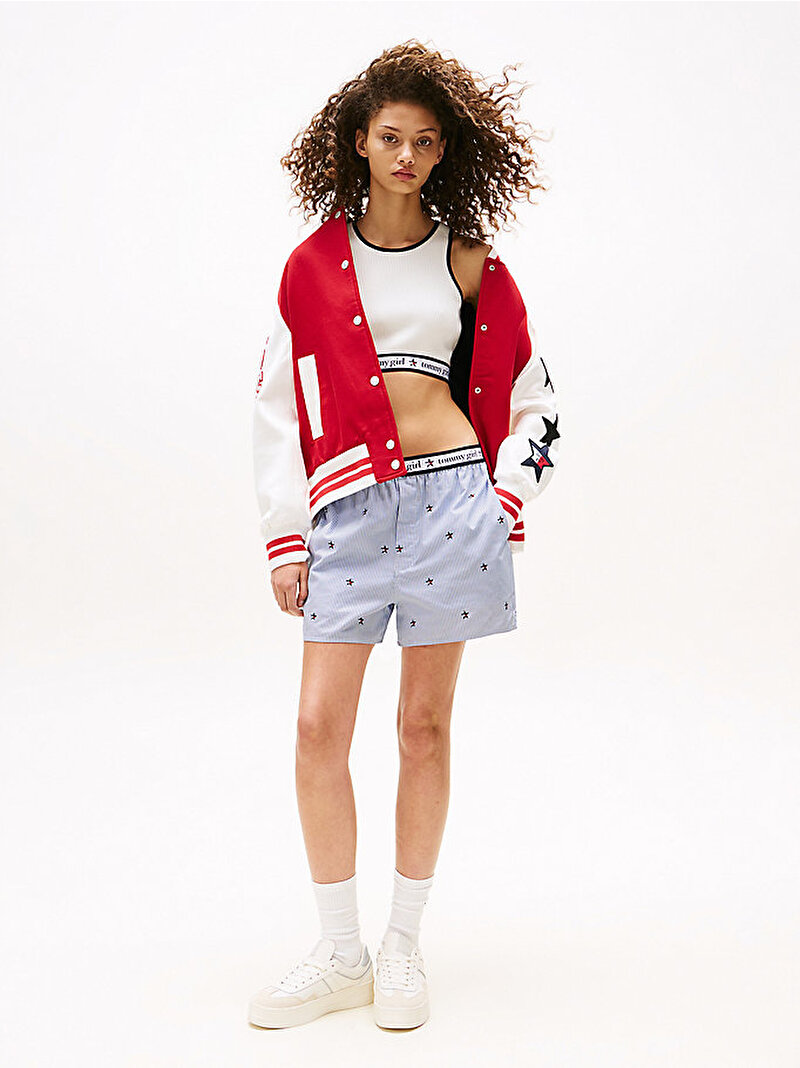 Kadın Tommy Girl Knitted Crop Top Ekru DW0DW21438YBL