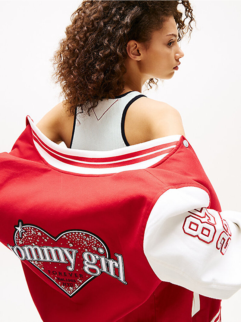 Kadın Tommy Girl Knitted Crop Top Ekru DW0DW21438YBL