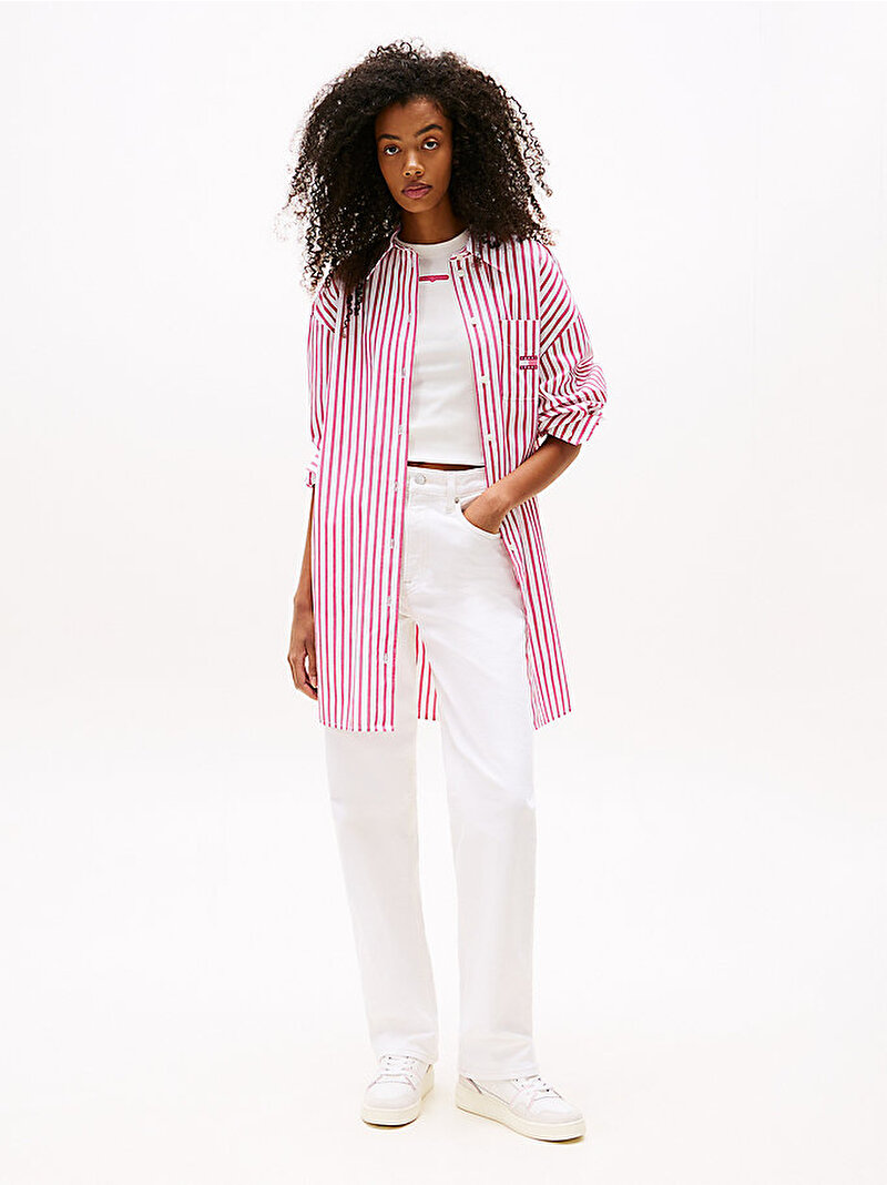 Kadın TJW Oversize Mini Gömlek Elbise Pembe  DW0DW211220D5