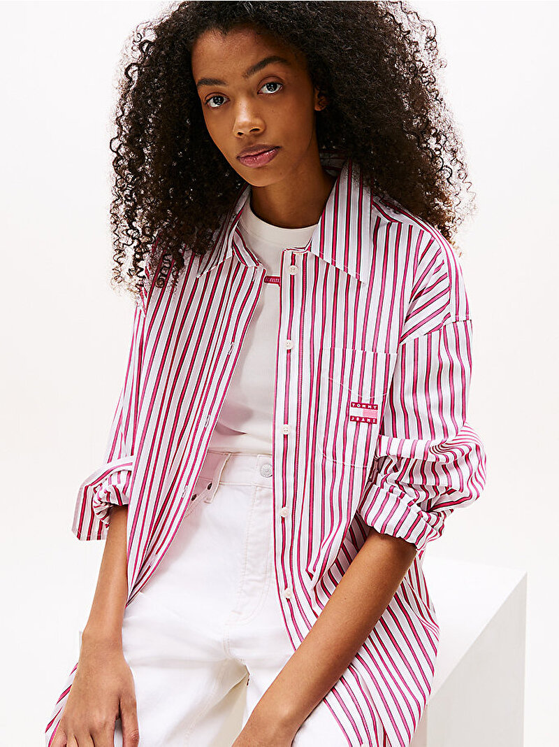 Kadın TJW Oversize Mini Gömlek Elbise Pembe  DW0DW211220D5